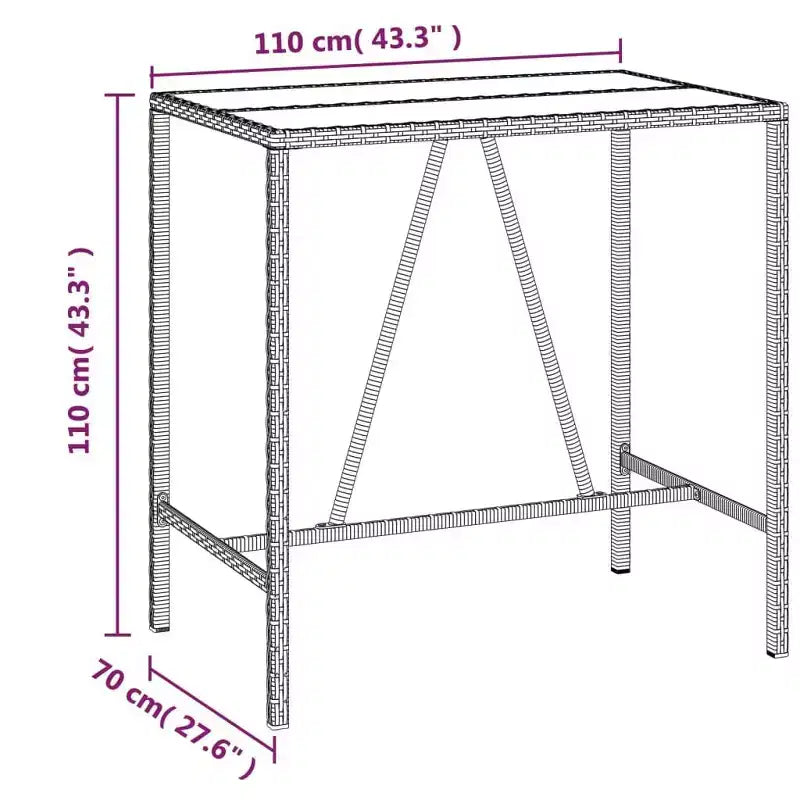 vidaXL Trendy Garden Bar Set with Rattan and Glass
