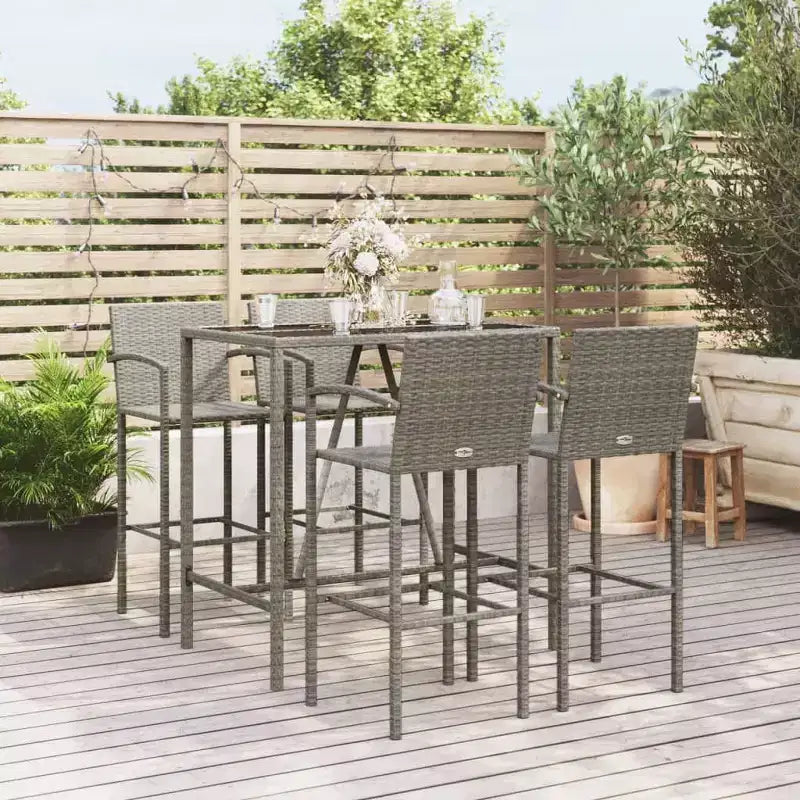 vidaXL Trendy Garden Bar Set with Rattan and Glass