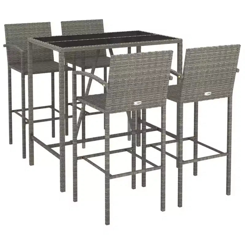 vidaXL Trendy Garden Bar Set with Rattan and Glass