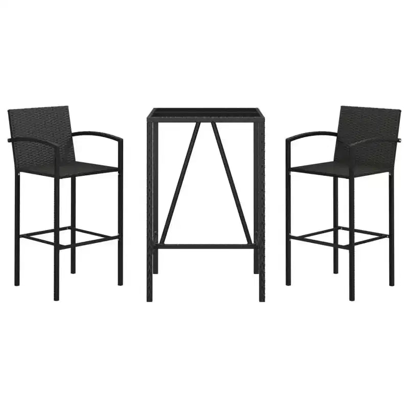 vidaXL Trendy Garden Bar Set with Rattan and Glass