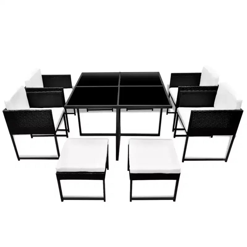 vidaXL Patio Dining Set Outdoor Table and Chairs Furniture Set Poly Rattan