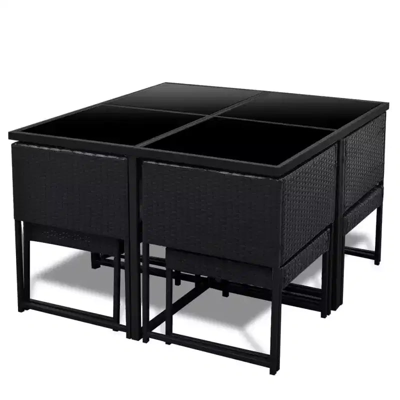 vidaXL Patio Dining Set Outdoor Table and Chairs Furniture Set Poly Rattan
