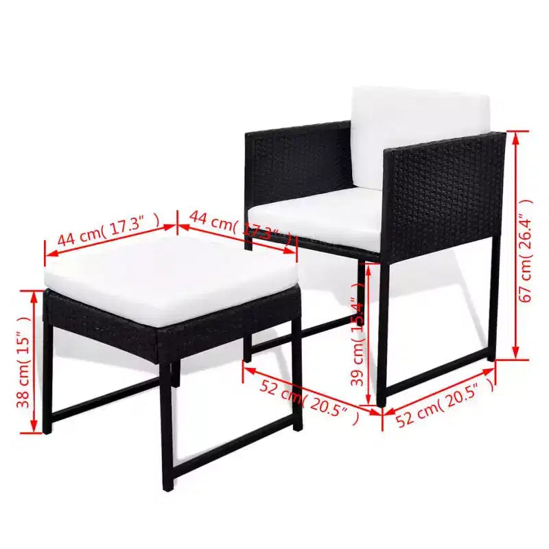vidaXL Patio Dining Set Outdoor Table and Chairs Furniture Set Poly Rattan