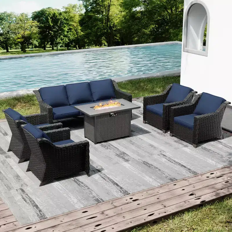 UPTIOT Outdoor Patio Set with Fire Pit Table, Sofa, and Chairs for Backyard Gatherings