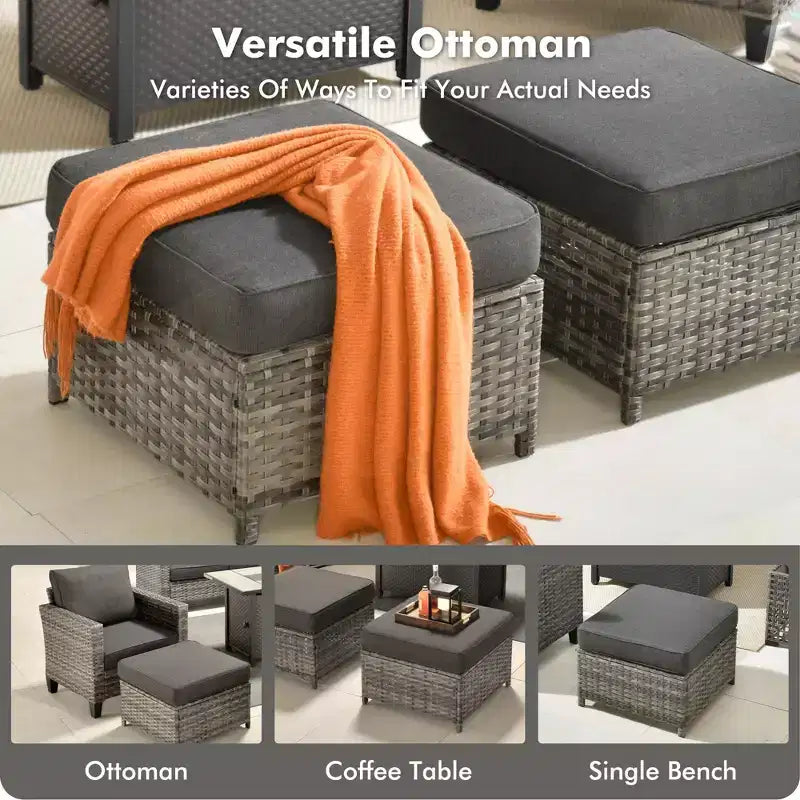 HOMLUX 7 PCS Fire Pit Patio Chairs Set with Swivel Chairs & Firepit Table, Weather-Resistant