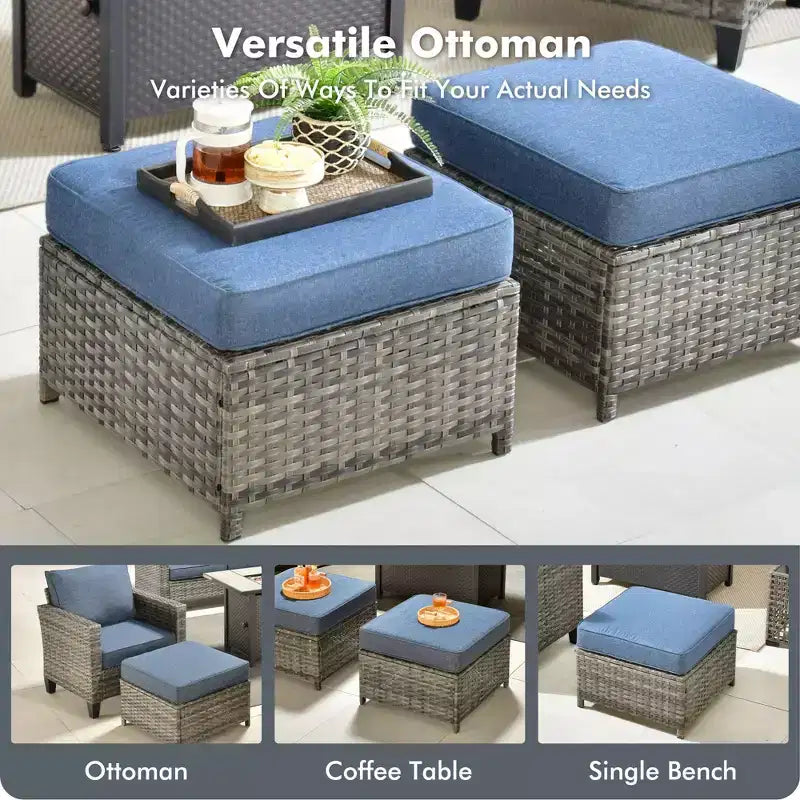 HOMLUX 7 PCS Fire Pit Patio Chairs Set with Swivel Chairs & Firepit Table, Weather-Resistant
