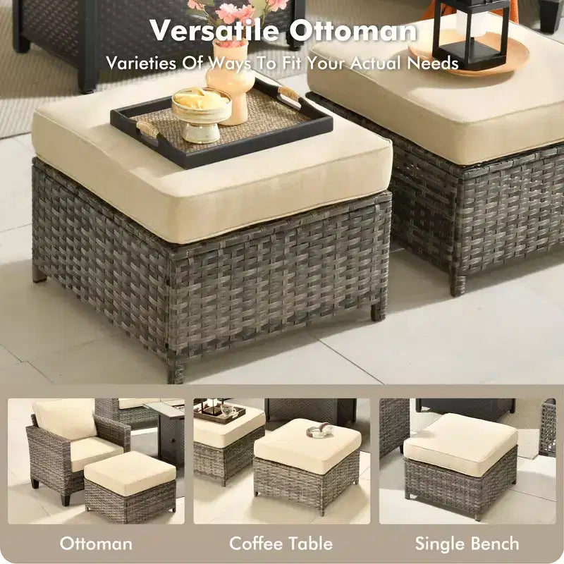 HOMLUX 7 PCS Fire Pit Patio Chairs Set with Swivel Chairs & Firepit Table, Weather-Resistant