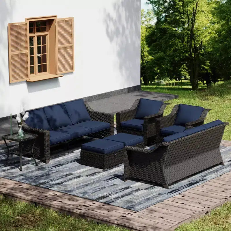 Ensemble d'extérieur premium UPTIOT : Deux canapés 3 places, fauteuils à bascule, poufs et table d'appoint