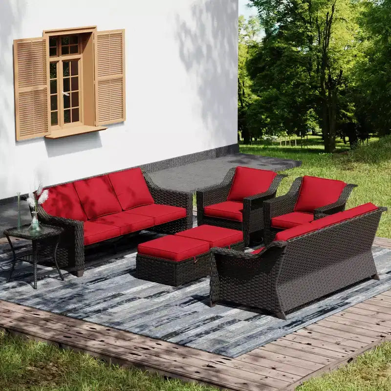 Ensemble d'extérieur premium UPTIOT : Deux canapés 3 places, fauteuils à bascule, poufs et table d'appoint