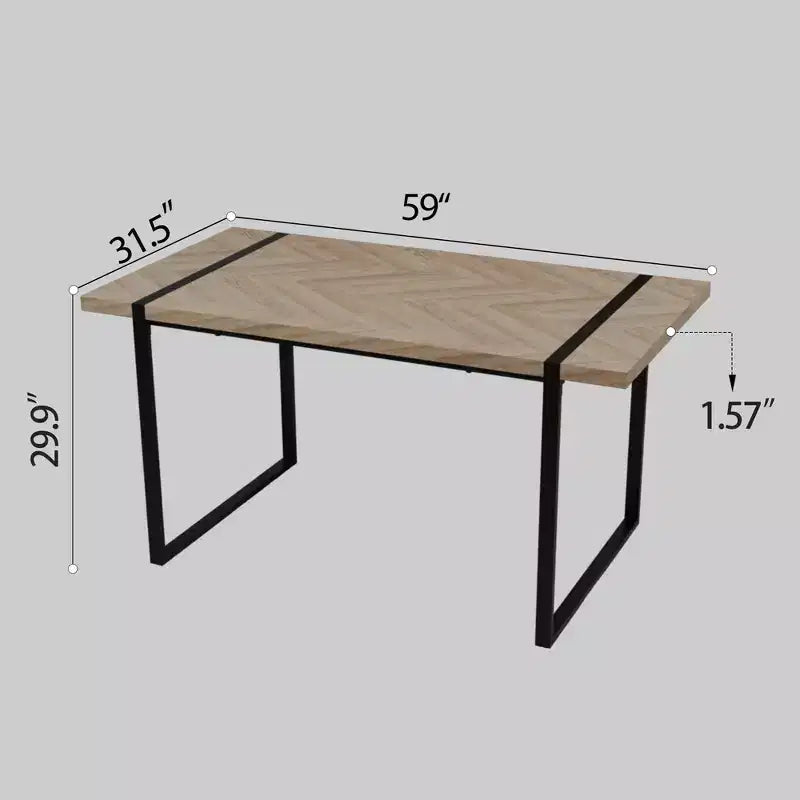 GDFStudio Kavya Modern 5 Piece Wood and Metal Dining Table Set with 4 Suede Leather Upholstered Chairs