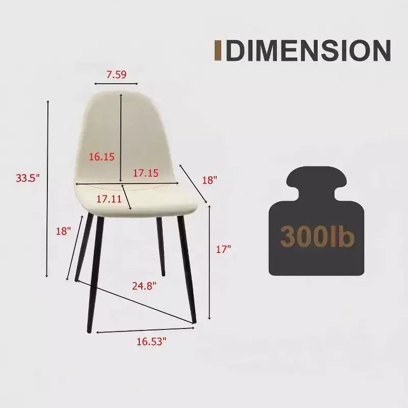 GDFStudio Kavya Modern 5 Piece Wood and Metal Dining Table Set with 4 Suede Leather Upholstered Chairs