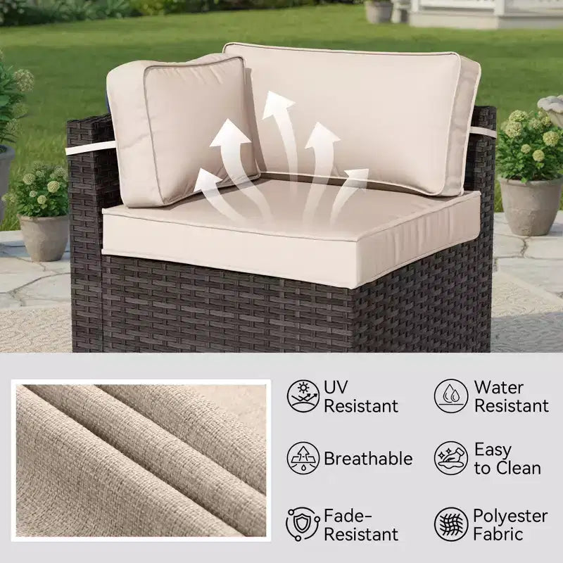 UPTIOT 6-Piece Patio Set: 4 Side Chairs, Brown Fire Pit Table & Tempered Glass Coffee Table for Stylish Outdoor Gatherings