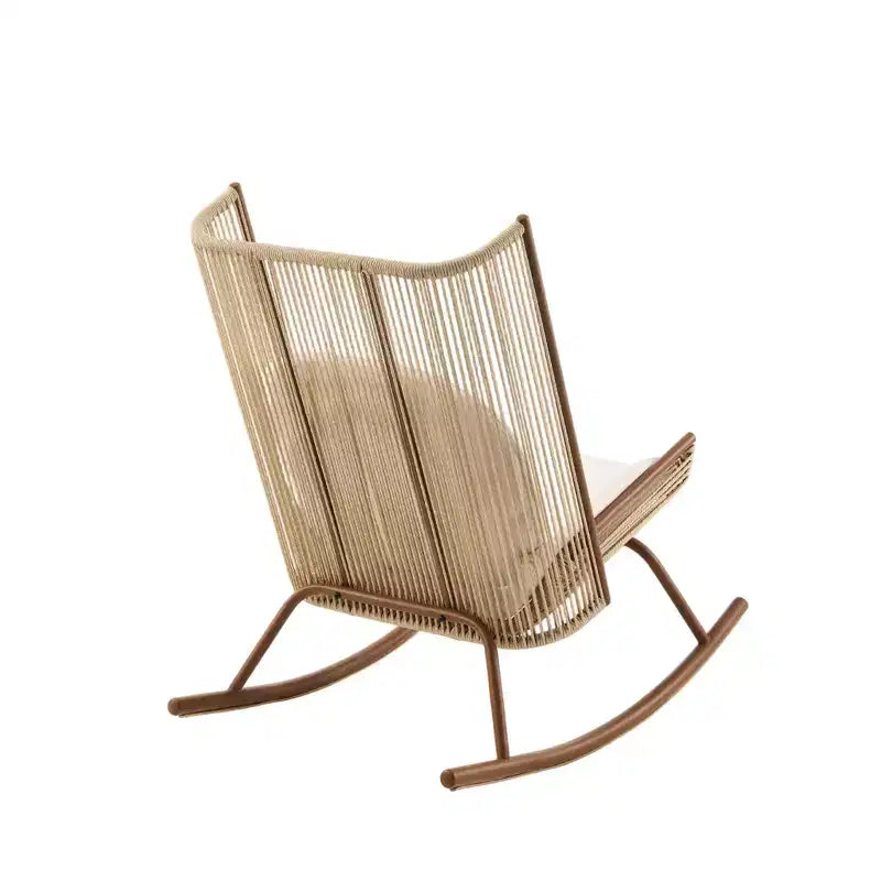 Christopher Knight Home Suman Farmhouse 2 Piece Patio Dining Set with Acacia Wood Table and Iron Rocking Chair