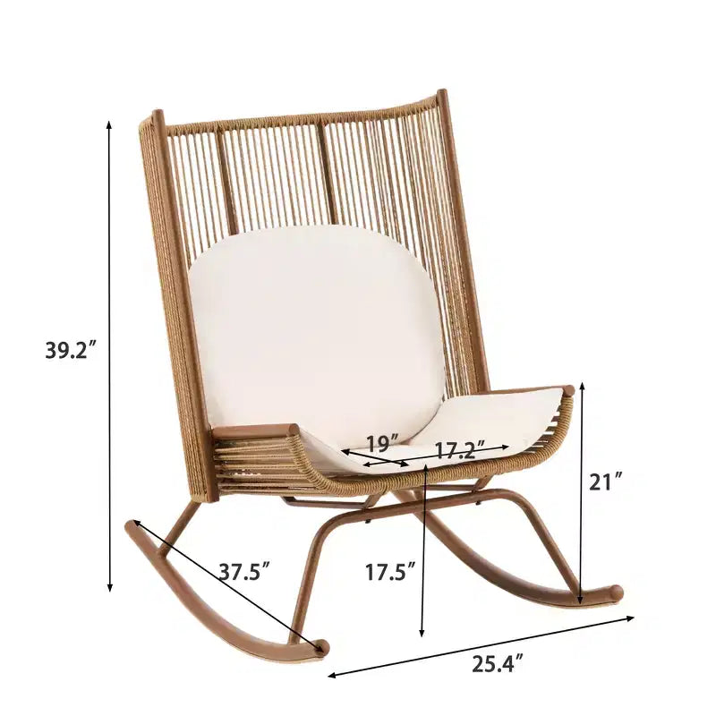 Christopher Knight Home Suman Farmhouse 2 Piece Patio Dining Set with Acacia Wood Table and Iron Rocking Chair