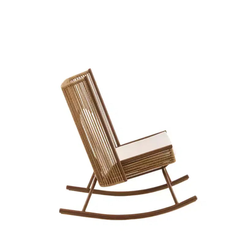Christopher Knight Home Suman Farmhouse 2 Piece Patio Dining Set with Acacia Wood Table and Iron Rocking Chair