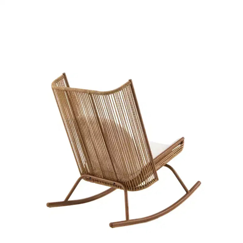 Christopher Knight Home Suman Farmhouse 2 Piece Patio Dining Set with Acacia Wood Table and Iron Rocking Chair