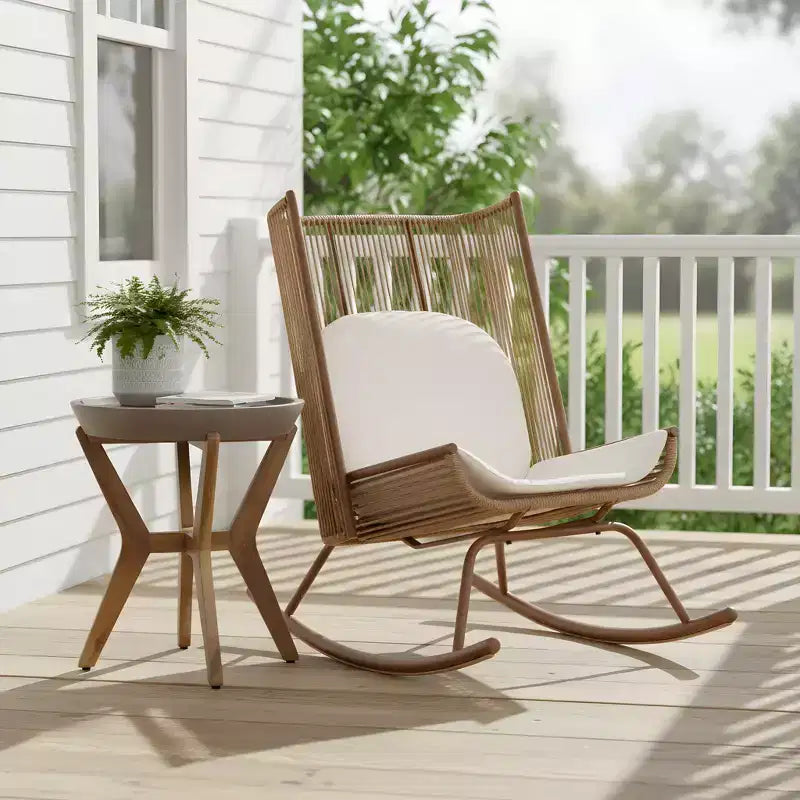 Christopher Knight Home Suman Ensemble de salle à manger d'extérieur 2 pièces style fermier avec table en bois d'acacia et chaise à bascule en fer