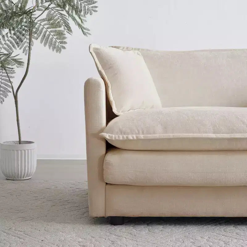 Homy Casa Modular U-Shaped Chenille Sectional Sofa with Reversible Ottomans, Deep Cushioned Comfort, Beige
