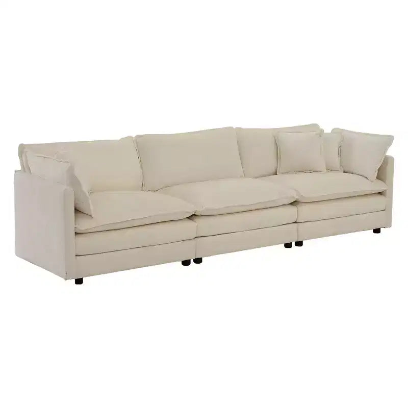 Homy Casa Modular U-Shaped Chenille Sectional Sofa with Reversible Ottomans, Deep Cushioned Comfort, Beige