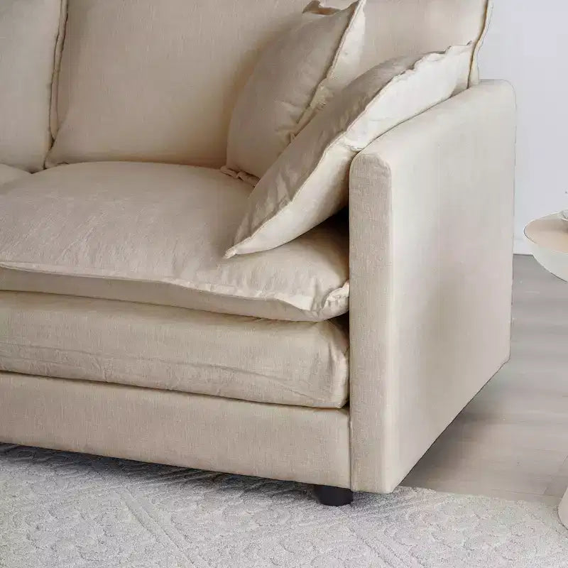 Homy Casa Modular U-Shaped Chenille Sectional Sofa with Reversible Ottomans, Deep Cushioned Comfort, Beige