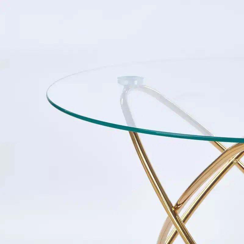 5-Piece Dining Set with Glass Table Top and Metal Legs, Mid-Century Design for 4-6 People