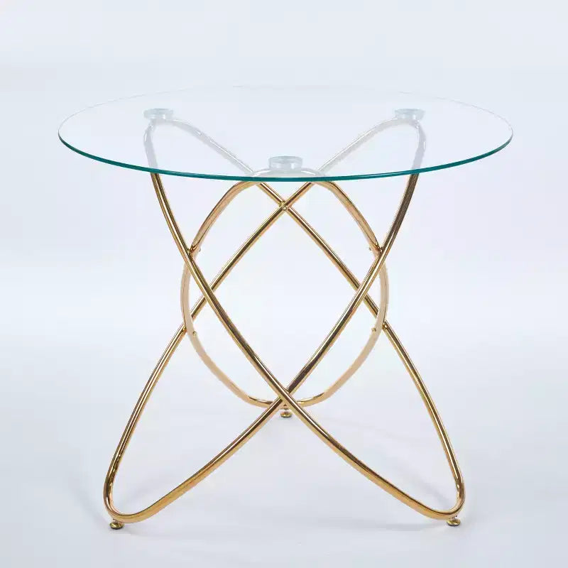 5-Piece Dining Set with Glass Table Top and Metal Legs, Mid-Century Design for 4-6 People