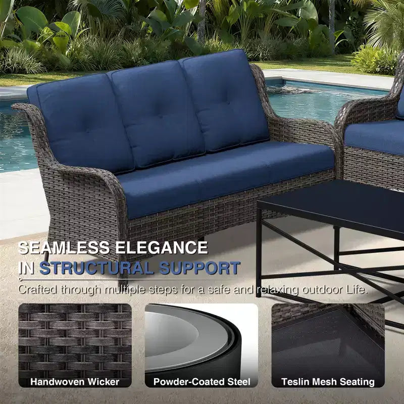 UPTIOT Premium Outdoor Sofa Set with Swivel Chairs and Multi-Functional Ottomans