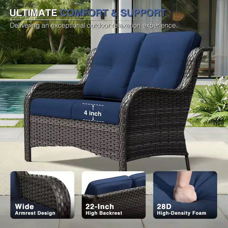 UPTIOT Premium Outdoor Sofa Set with Swivel Chairs and Multi-Functional Ottomans