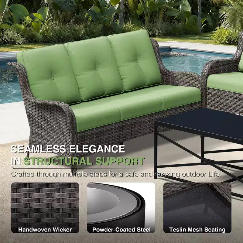 UPTIOT Premium Outdoor Sofa Set with Swivel Chairs and Multi-Functional Ottomans