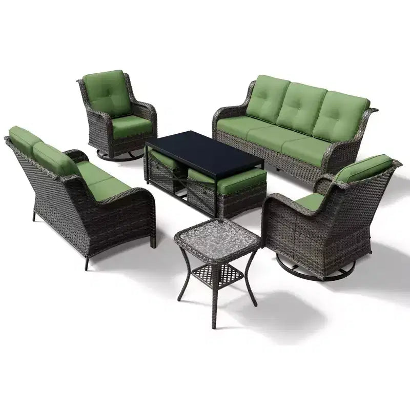 Ensemble de canapés d'extérieur UPTIOT Premium avec fauteuils pivotants et poufs multifonctionnels