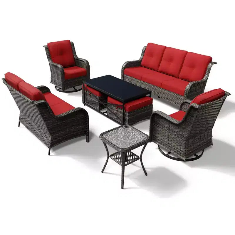 Ensemble de canapés d'extérieur UPTIOT Premium avec fauteuils pivotants et poufs multifonctionnels