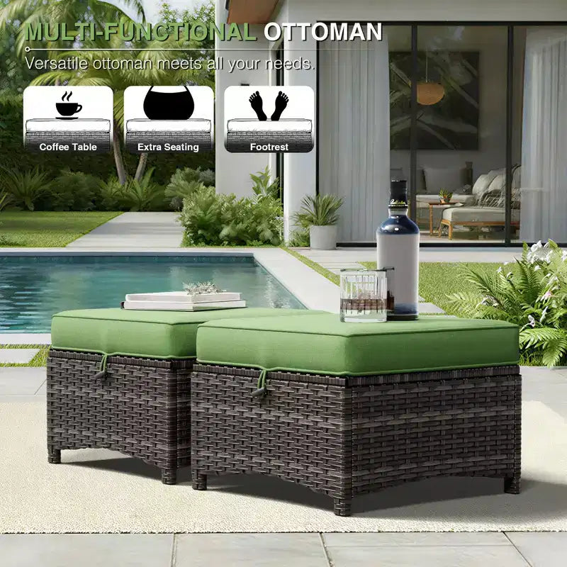 UPTIOT Premium 3-Seat Outdoor Sofa Set with 4 Swivel Chairs, 2 Ottomans & Side Tables