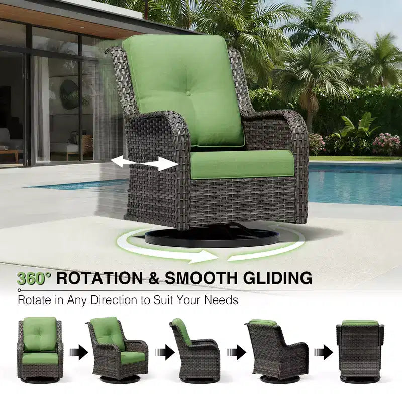 UPTIOT Premium 3-Seat Outdoor Sofa Set with 4 Swivel Chairs, 2 Ottomans & Side Tables