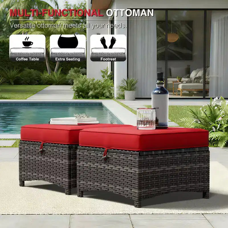 UPTIOT Premium 3-Seat Outdoor Sofa Set with 4 Swivel Chairs, 2 Ottomans & Side Tables