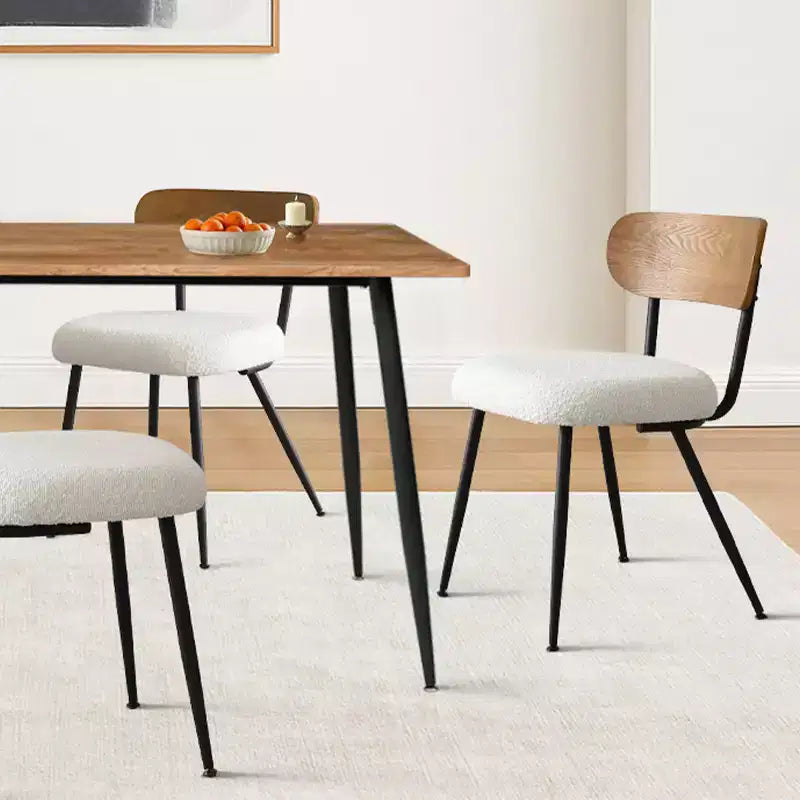 5-Piece Dining Table Set with Boucle Upholstered Chairs, 47 Compact Wood-Look Table and 4 Comfy Modern Dining Chairs - Panipeachy