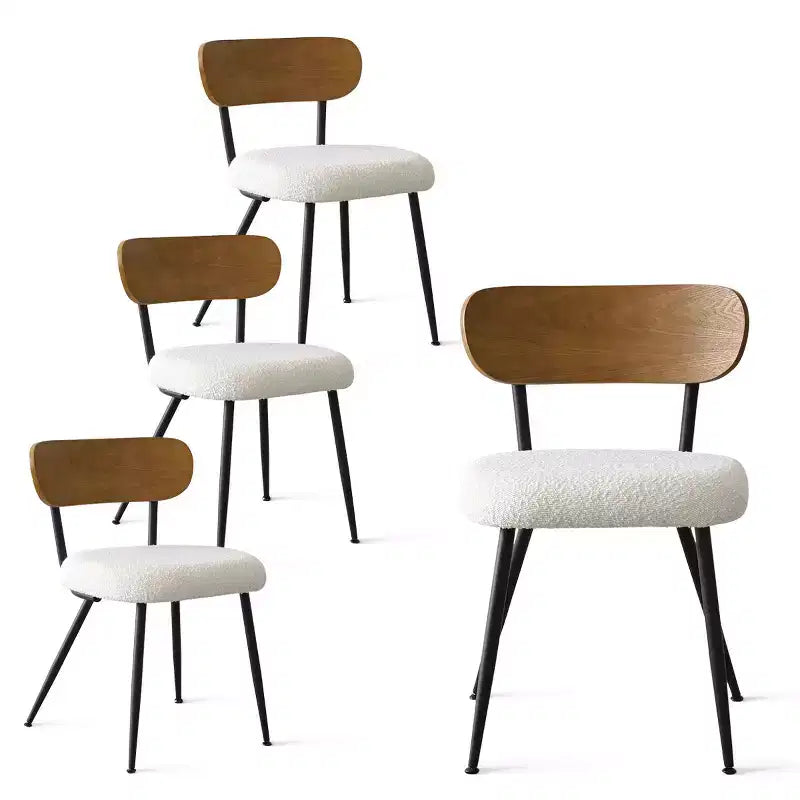 5-Piece Dining Table Set with Boucle Upholstered Chairs, 47 Compact Wood-Look Table and 4 Comfy Modern Dining Chairs - Panipeachy