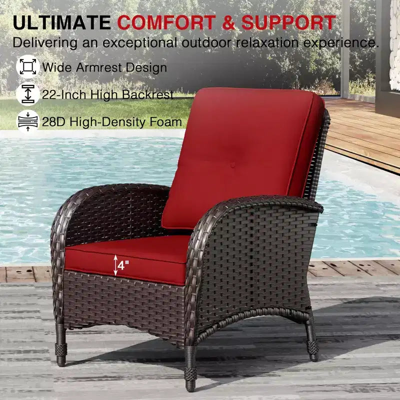 UPTIOT Outdoor Wicker Chair and Side Table Set with Premium Olefin Cushions for Patio Relaxation