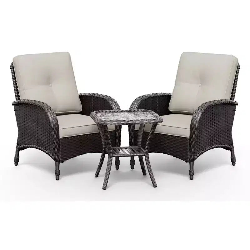 UPTIOT Outdoor Wicker Chair and Side Table Set with Premium Olefin Cushions for Patio Relaxation