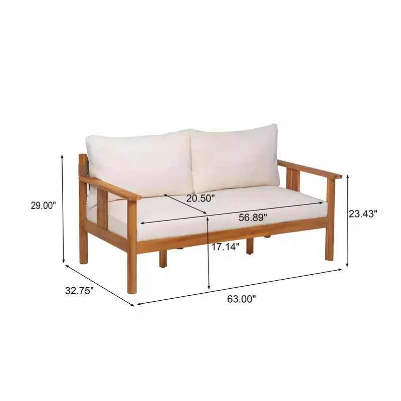 Christopher Knight Home Chanan Modern 2 Piece Acacia Wood Seating Set with Slatted Table and Loveseat