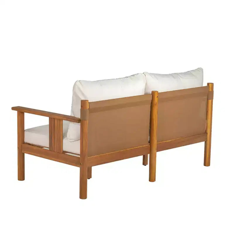 Christopher Knight Home Chanan Modern 2 Piece Acacia Wood Seating Set with Slatted Table and Loveseat