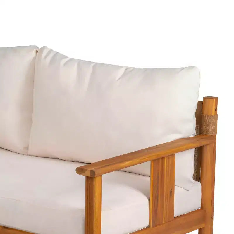 Christopher Knight Home Chanan Modern 2 Piece Acacia Wood Seating Set with Slatted Table and Loveseat