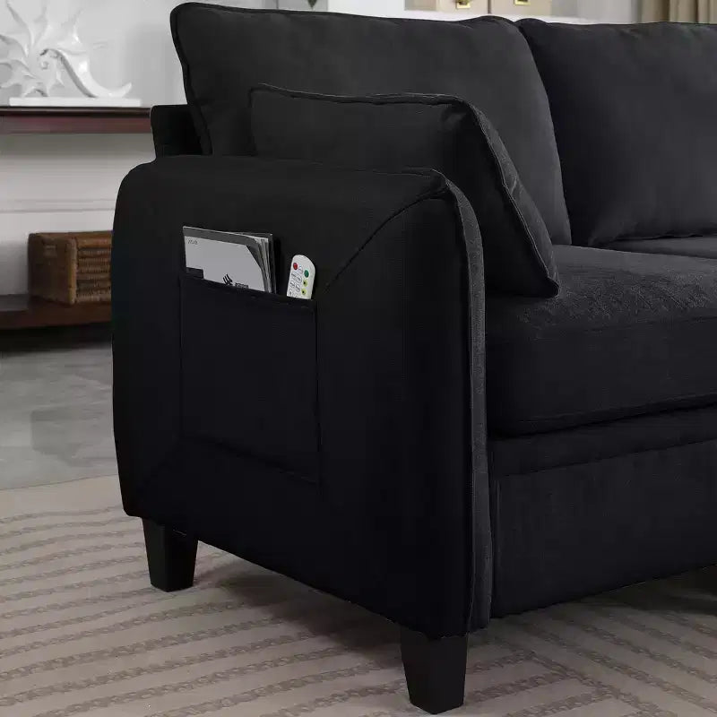 GDFStudio Lancelot 85 Inch Contemporary Chenille Upholstered L-Shaped Sectional Sofa with Storage Ottoman