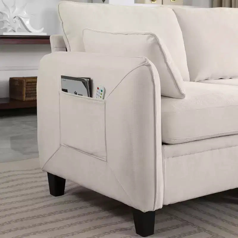 GDFStudio Lancelot 85 Inch Contemporary Chenille Upholstered L-Shaped Sectional Sofa with Storage Ottoman