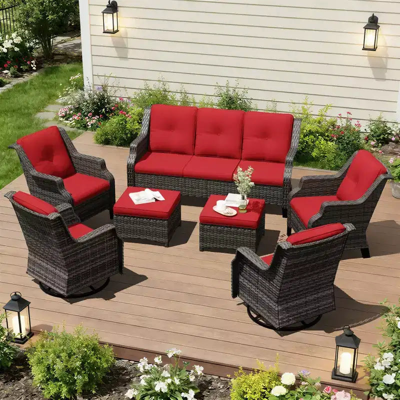 UPTIOT Premium Outdoor Modular Seating Set with Lounge Sofa and Chairs