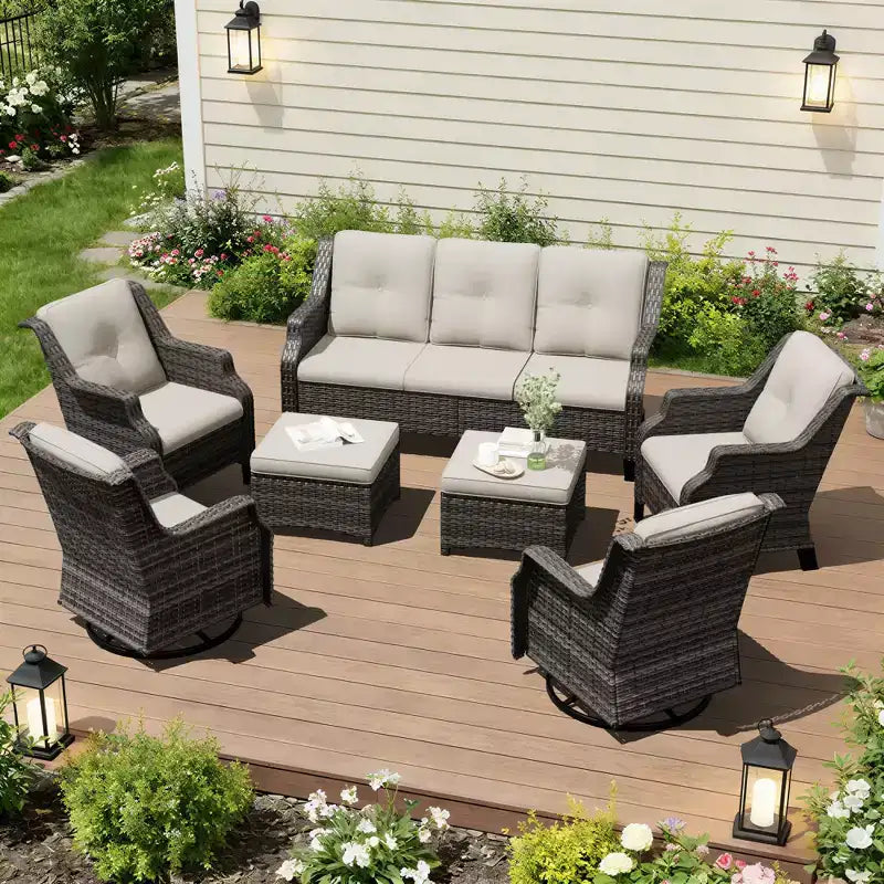 UPTIOT Premium Outdoor Modular Seating Set with Lounge Sofa and Chairs