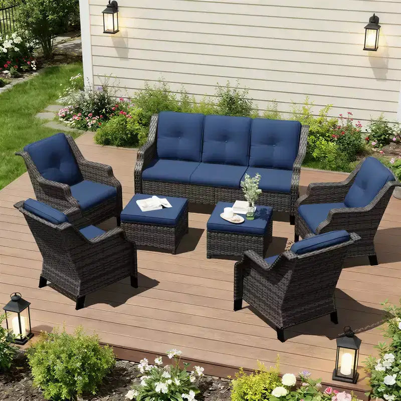 UPTIOT Premium Outdoor Modular Seating Set with Lounge Sofa and Chairs