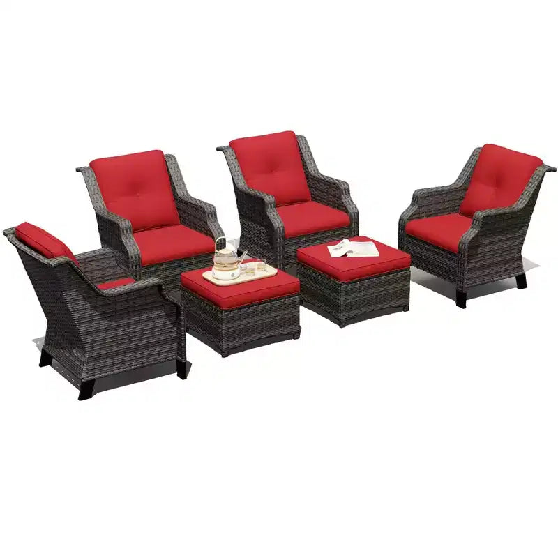 UPTIOT Modular 4-Chair Set with 2 Ottomans