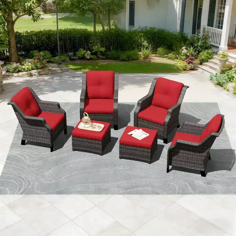 UPTIOT Modular 4-Chair Set with 2 Ottomans