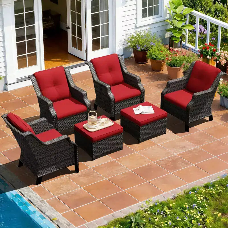 UPTIOT Modular 4-Chair Set with 2 Ottomans