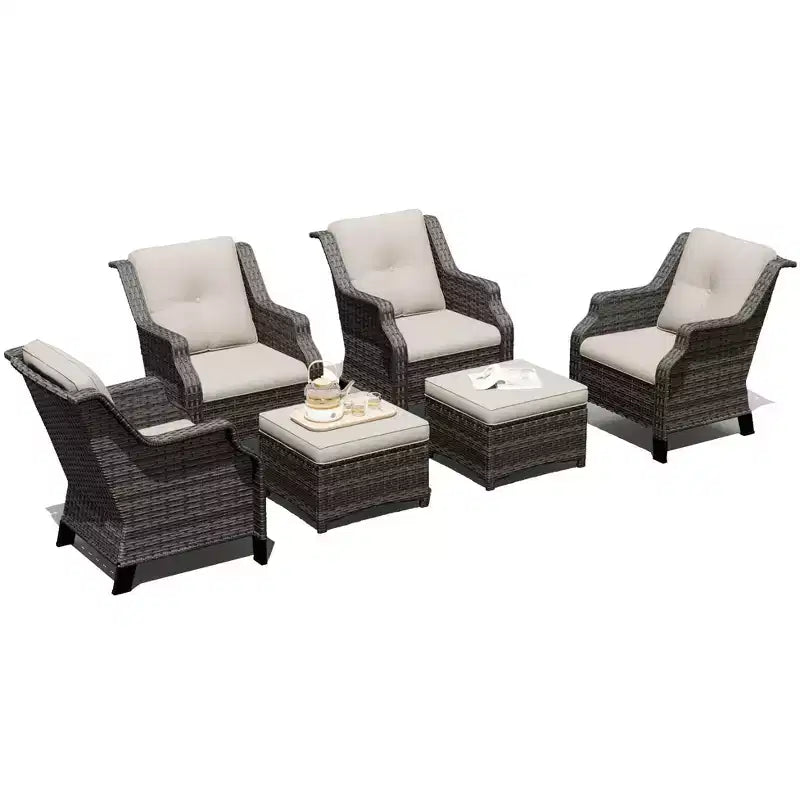 UPTIOT Modular 4-Chair Set with 2 Ottomans